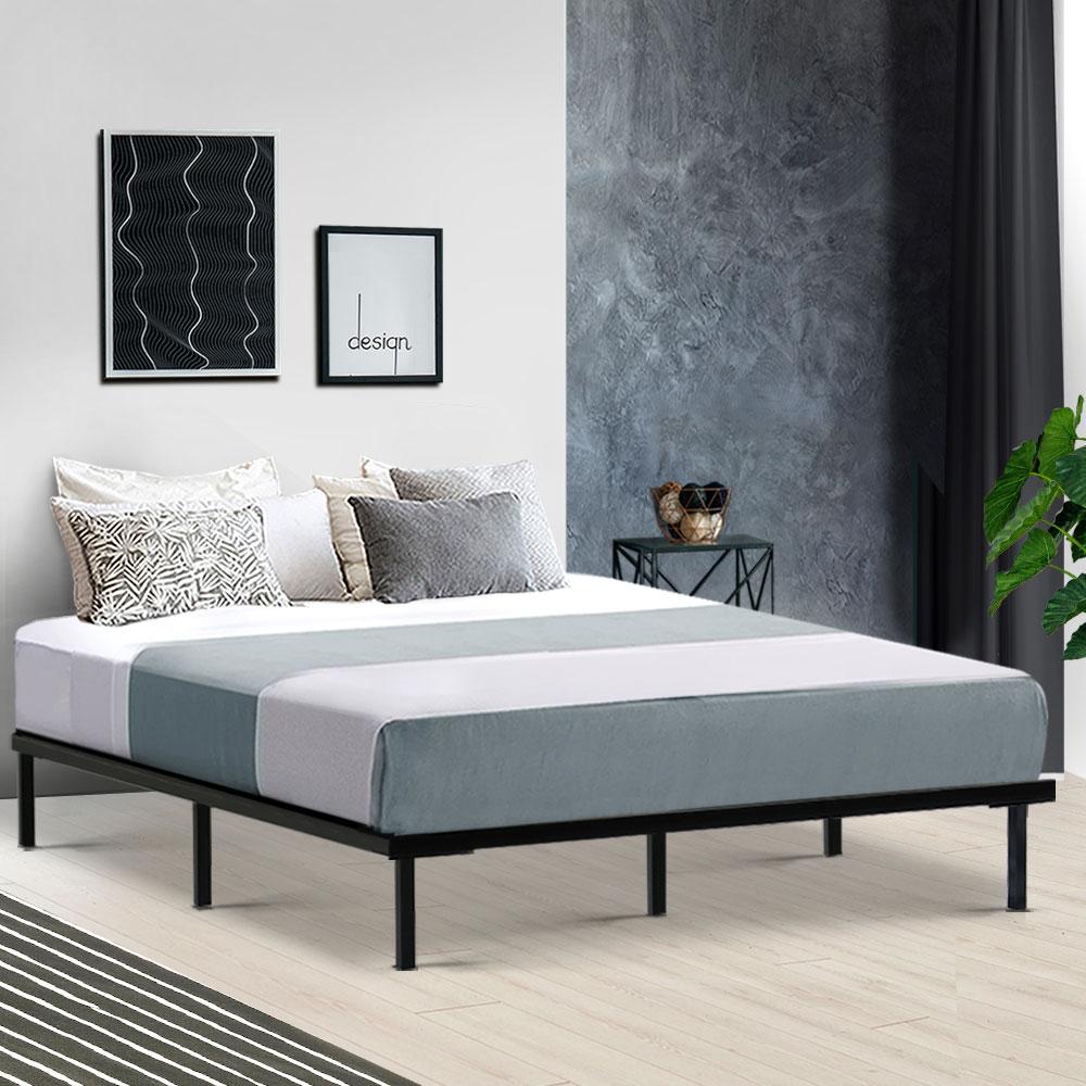 Basic Series Metal Queen Bed Frame Black - Bedzy Australia