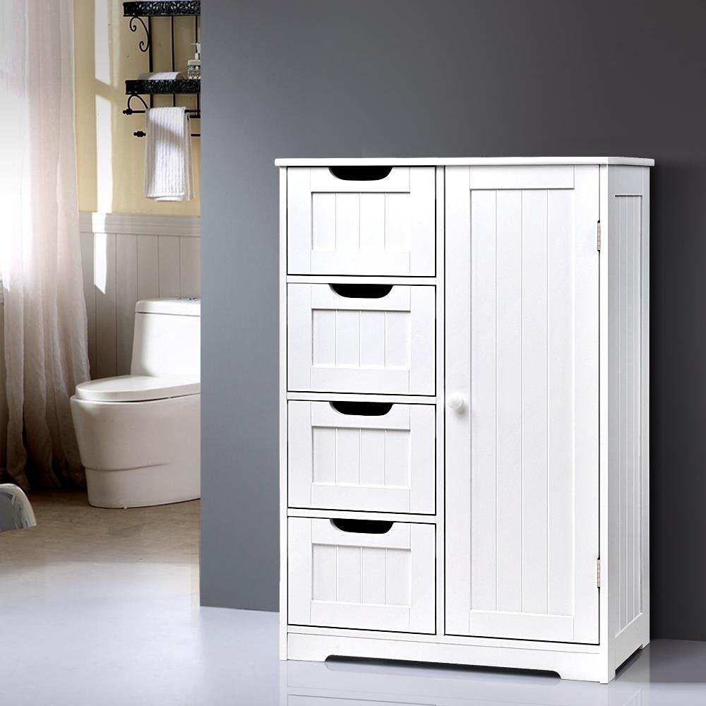 Bathroom Tallboy Storage Cabinet - White - Bedzy Australia