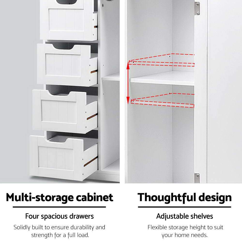 Bathroom Tallboy Storage Cabinet - White - Bedzy Australia