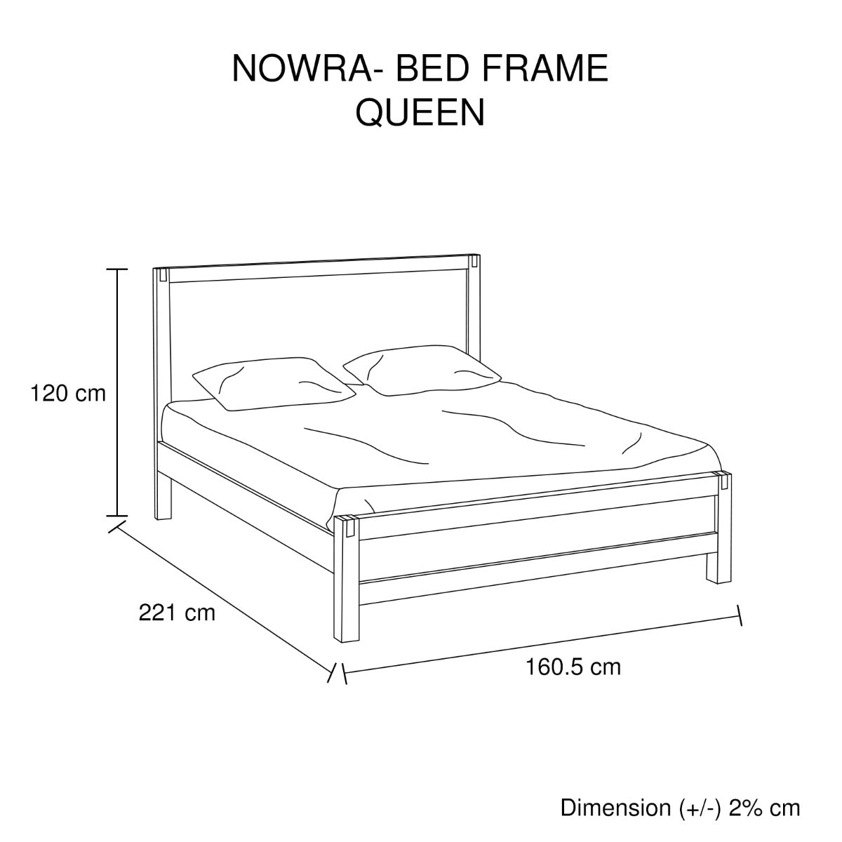 Bedzy Luxe Nowra Queen Size Solid Wood Veneered Acacia Bed Frame - Oak - Bedzy Australia