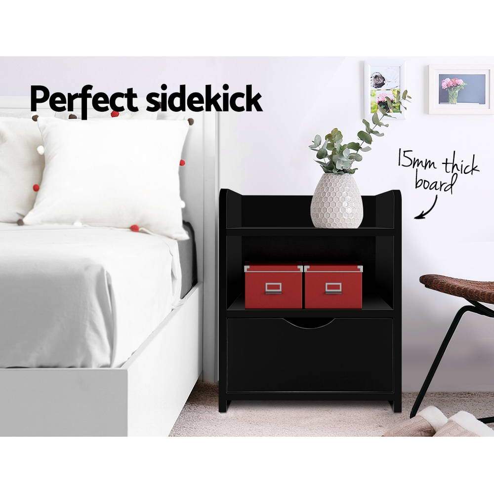 Bedside Table Drawer - Black - Bedzy Australia