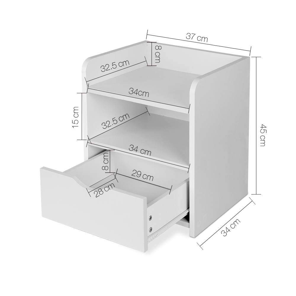 Bedside Table Drawer - White - Bedzy Australia