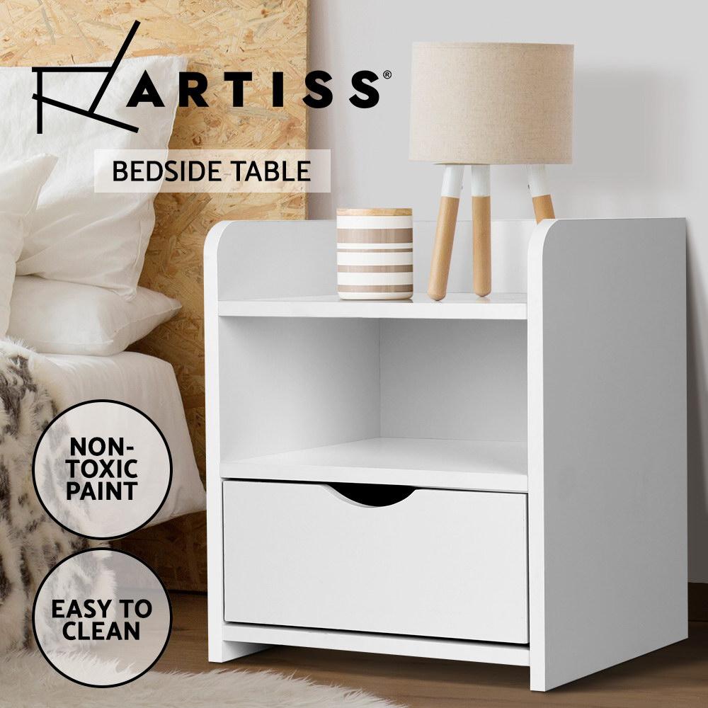 Bedside Table Drawer - White - Bedzy Australia