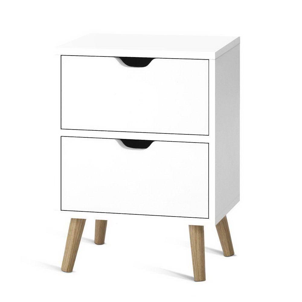 Bedside Table Drawers Side Table Nightstand White Storage Cabinet Wood - Bedzy Australia