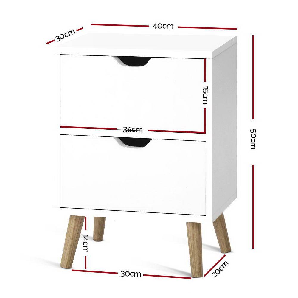 Bedside Table Drawers Side Table Nightstand White Storage Cabinet Wood - Bedzy Australia