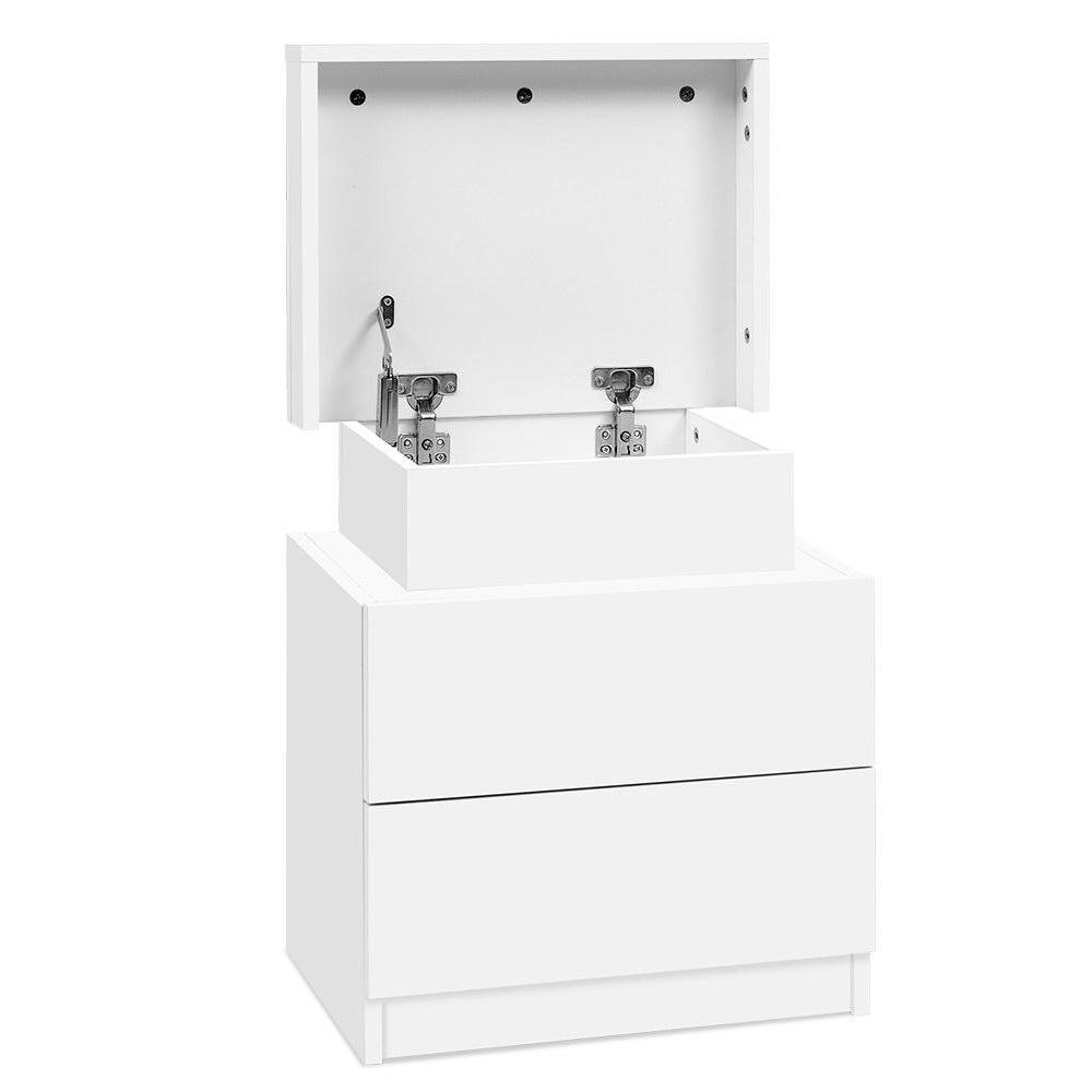 Bedside Table With 2 Drawers & Top Chest White - Bedzy Australia