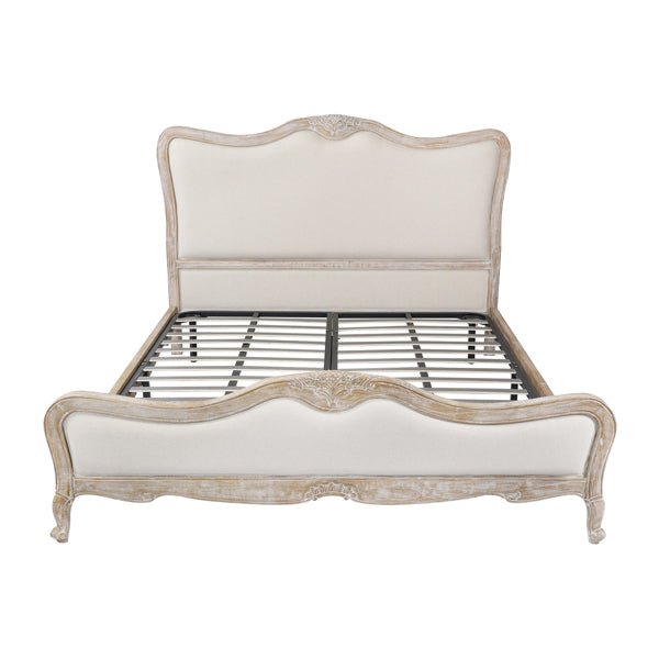 Bedzy Luxe Lille King Size Bed Frame - White Washed - Furniture > Mattresses - Bedzy Australia