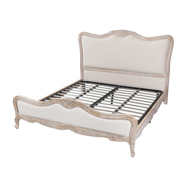 Bedzy Luxe Lille King Size Bed Frame - White Washed - Furniture > Mattresses - Bedzy Australia