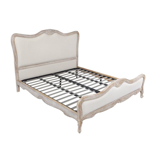 Bedzy Luxe Lille King Size Bed Frame - White Washed - Furniture > Mattresses - Bedzy Australia