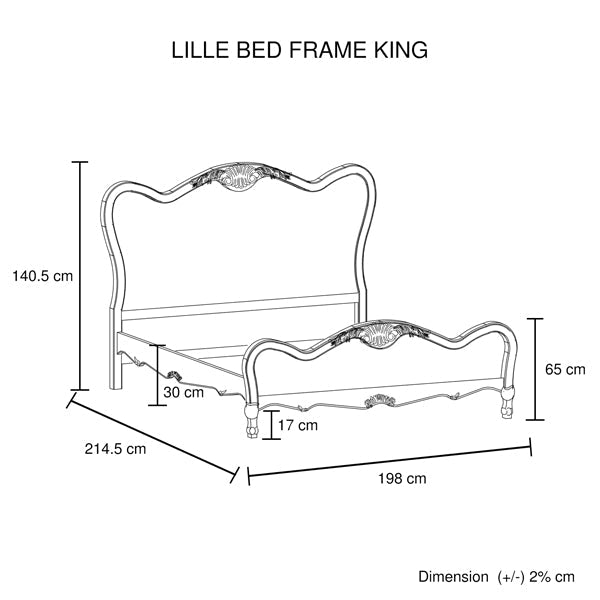 Bedzy Luxe Lille King Size Bed Frame - White Washed - Furniture > Mattresses - Bedzy Australia