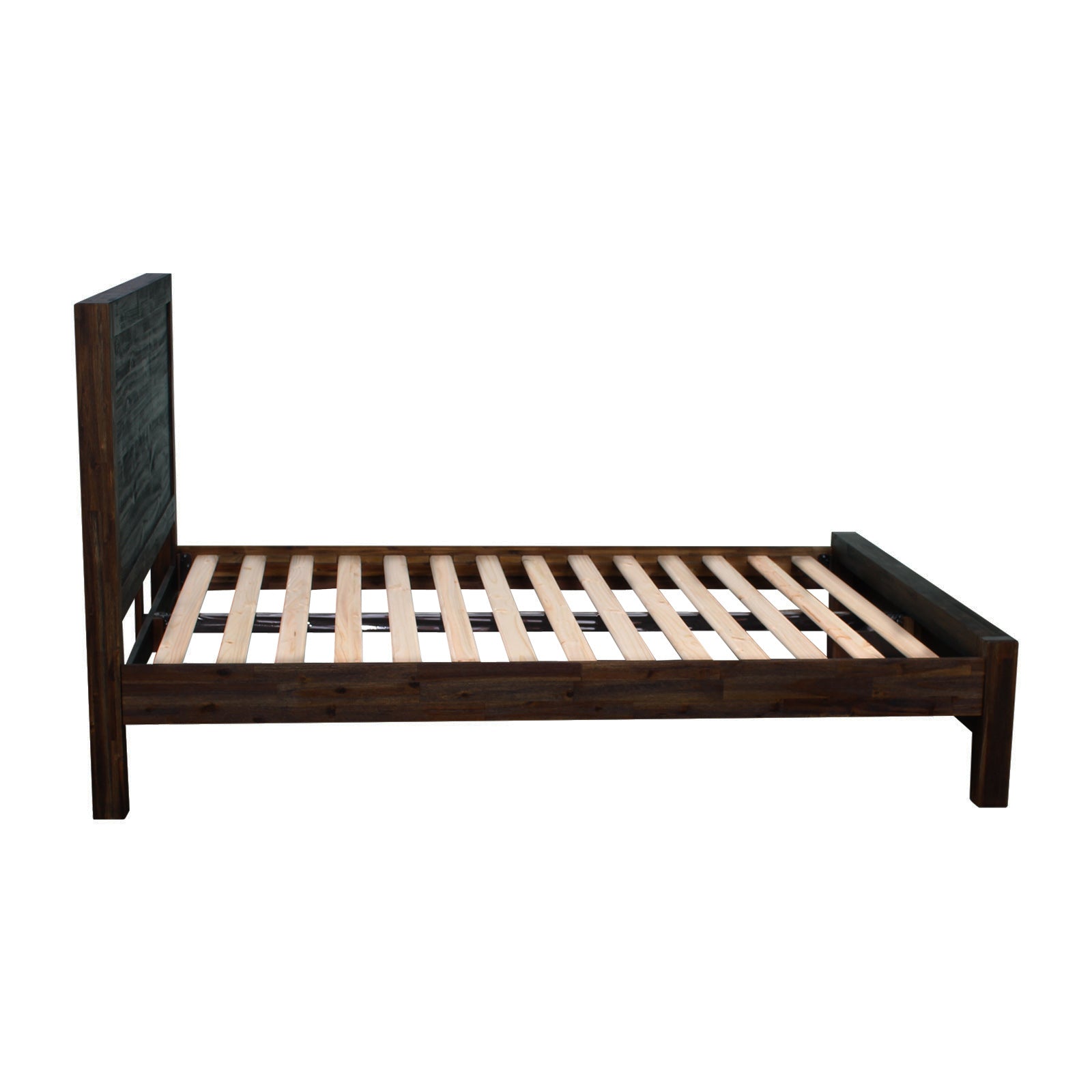 Bedzy Luxe Nowra Double Size Solid Wood Veneered Acacia Bed Frame - Chocolate - Furniture > Bedroom - Bedzy Australia