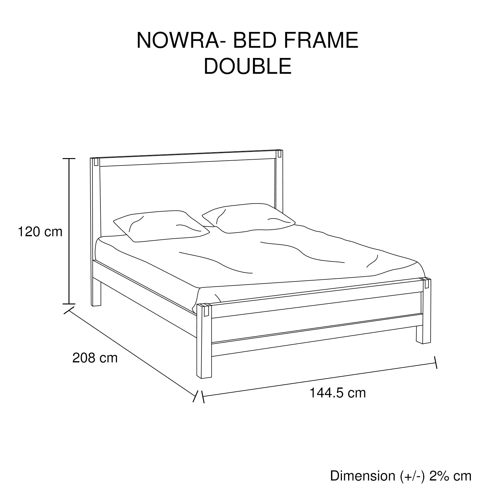 Bedzy Luxe Nowra Double Size Solid Wood Veneered Acacia Bed Frame - Chocolate - Furniture > Bedroom - Bedzy Australia