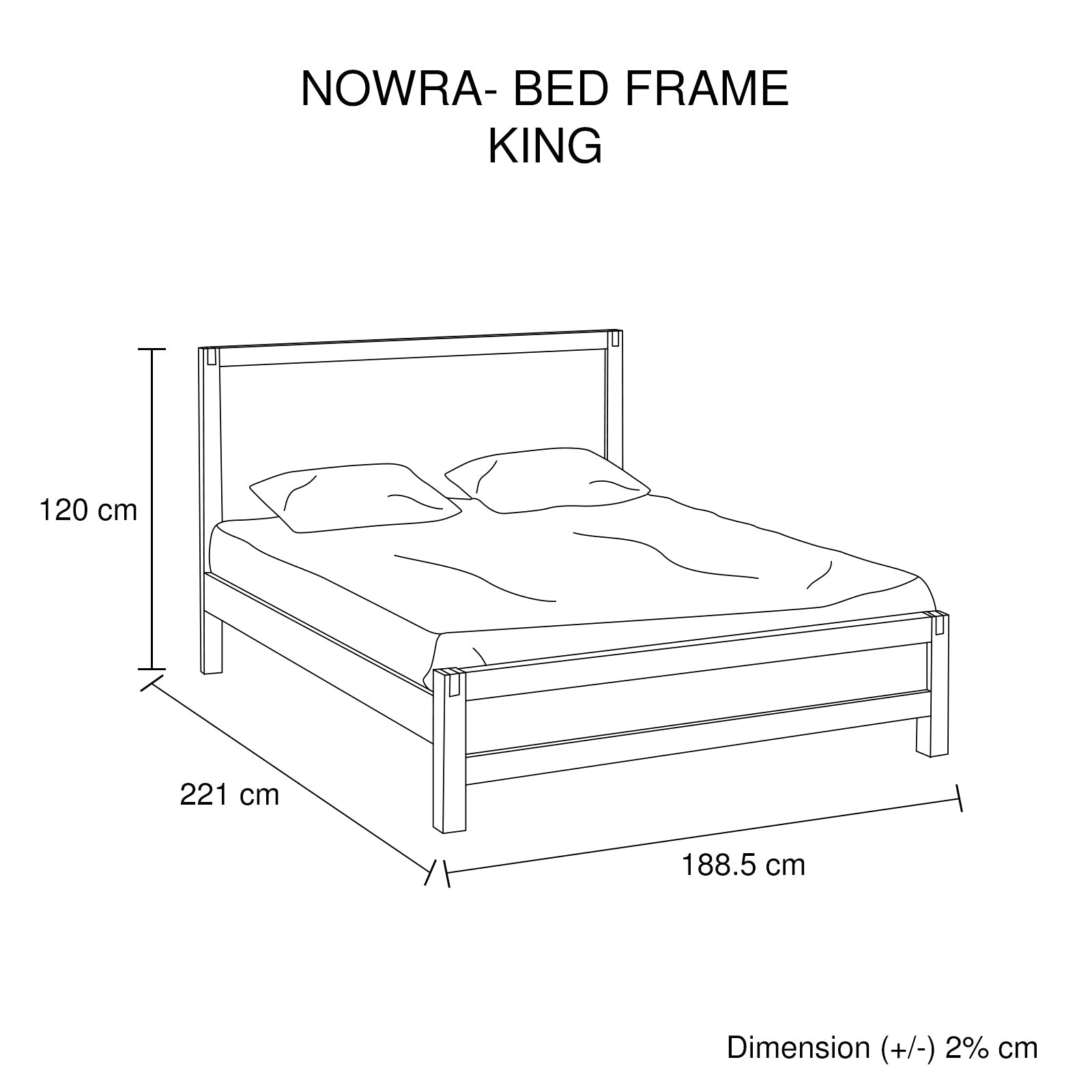 Bedzy Luxe Nowra King Size Solid Wood Veneered Acacia Bed Frame - Chocolate - Furniture > Bedroom - Bedzy Australia