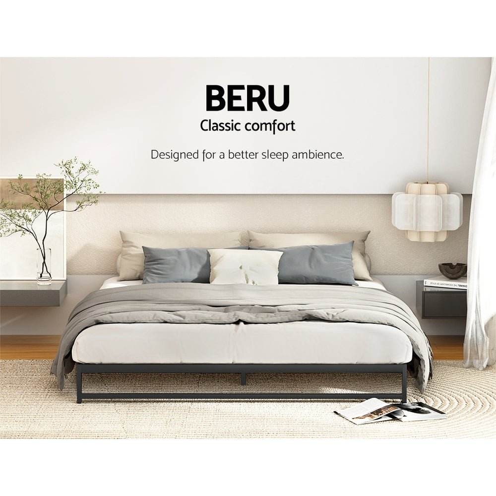 Beru Metal Double Bed Base Black - Furniture > Bedroom - Bedzy Australia