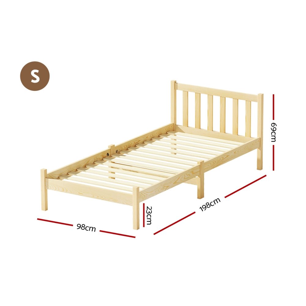 Bribie Wooden Single Bed Frame - Furniture > Bedroom - Bedzy Australia