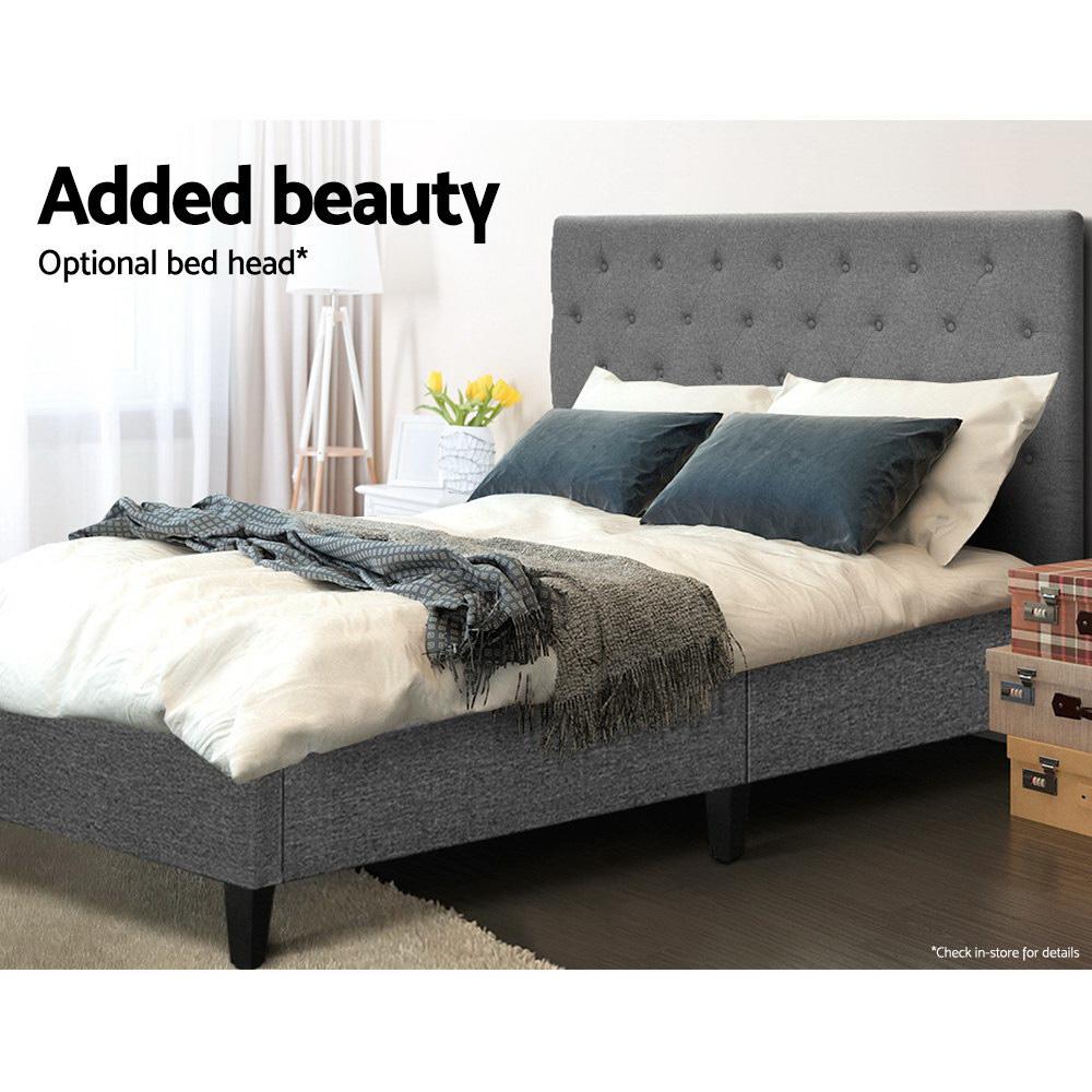 Brisk Fabric Double Bed Base Frame Grey - Bedzy Australia