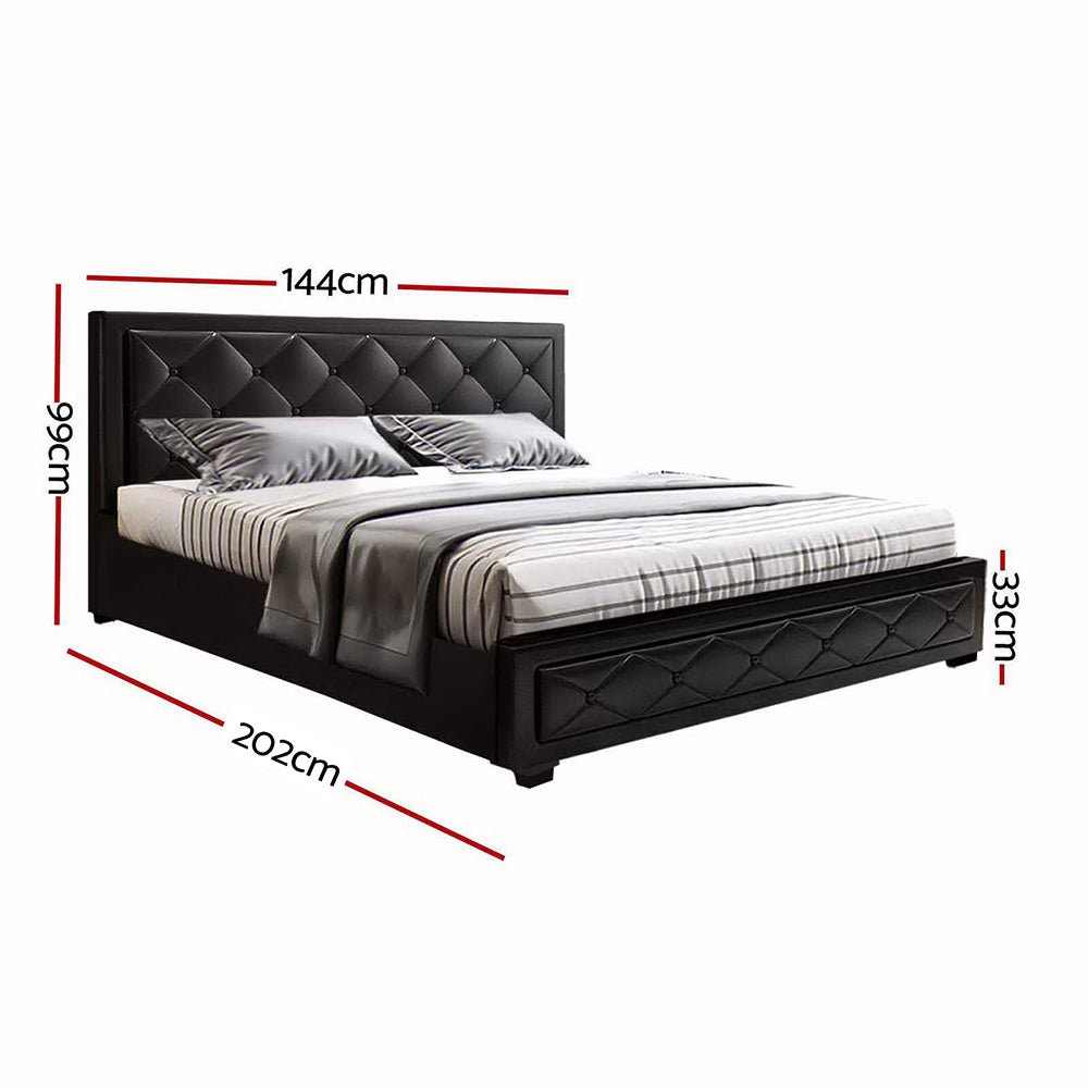 Bronte Storage Double Bed Frame Black - Bedzy Australia