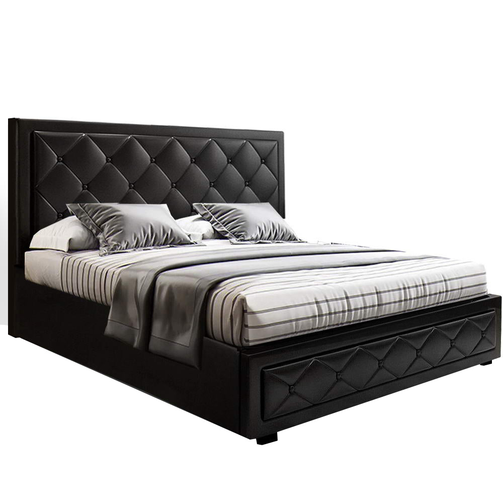 Bronte Storage Double Bed Frame Black - Bedzy Australia