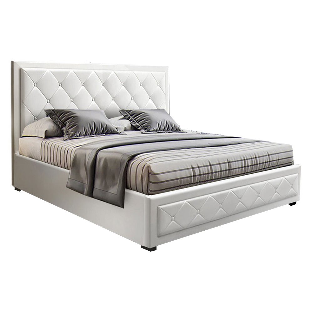 Bronte Storage Double Bed Frame White - Bedzy Australia