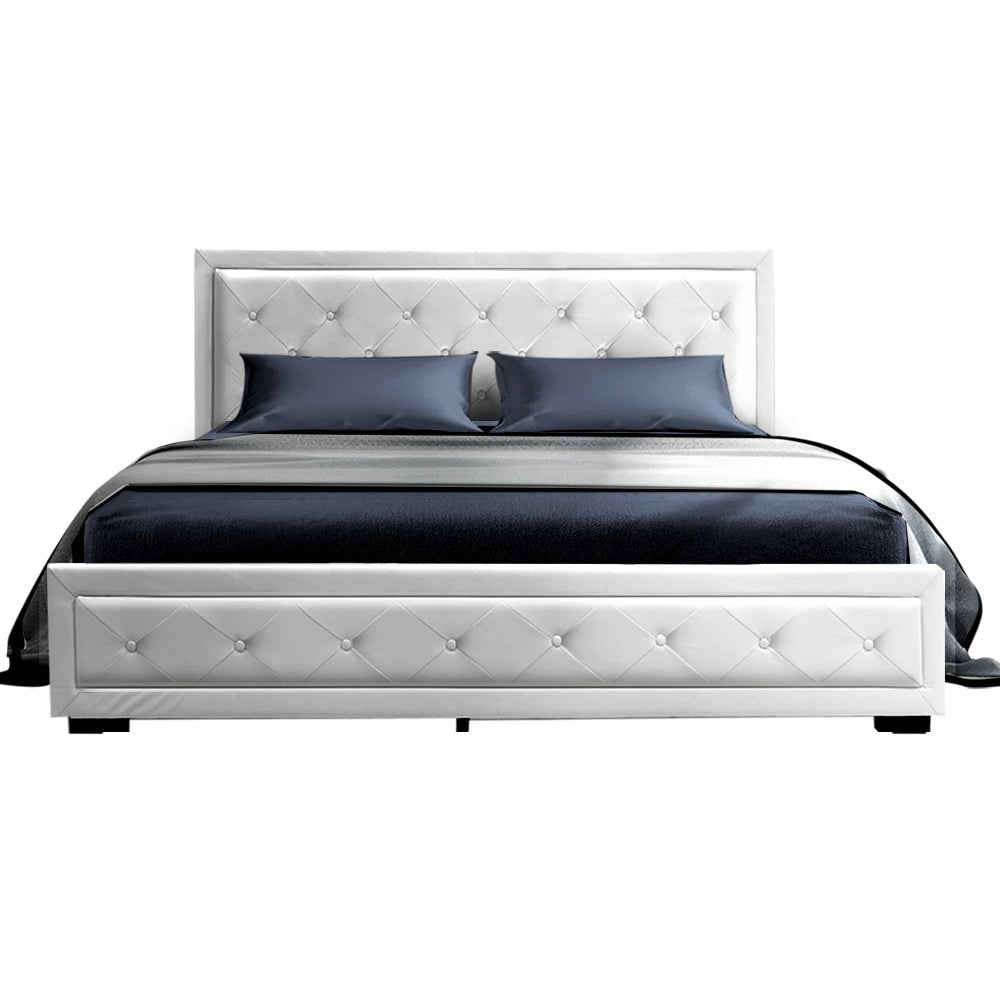 Bronte Storage Double Bed Frame White - Bedzy Australia