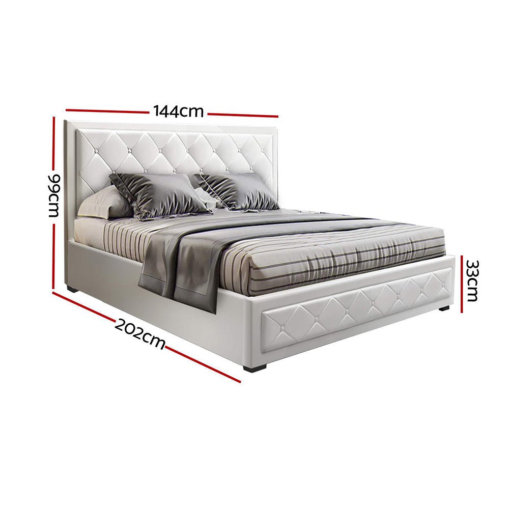 Bronte Storage Double Bed Frame White - Bedzy Australia