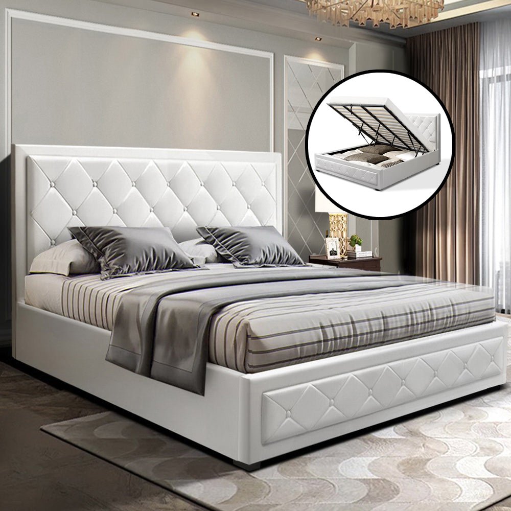 Bronte Storage King Bed Frame White - Bedzy Australia