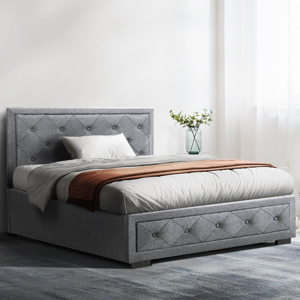 Bronte Storage King Single Bed Frame Grey - Bedzy Australia