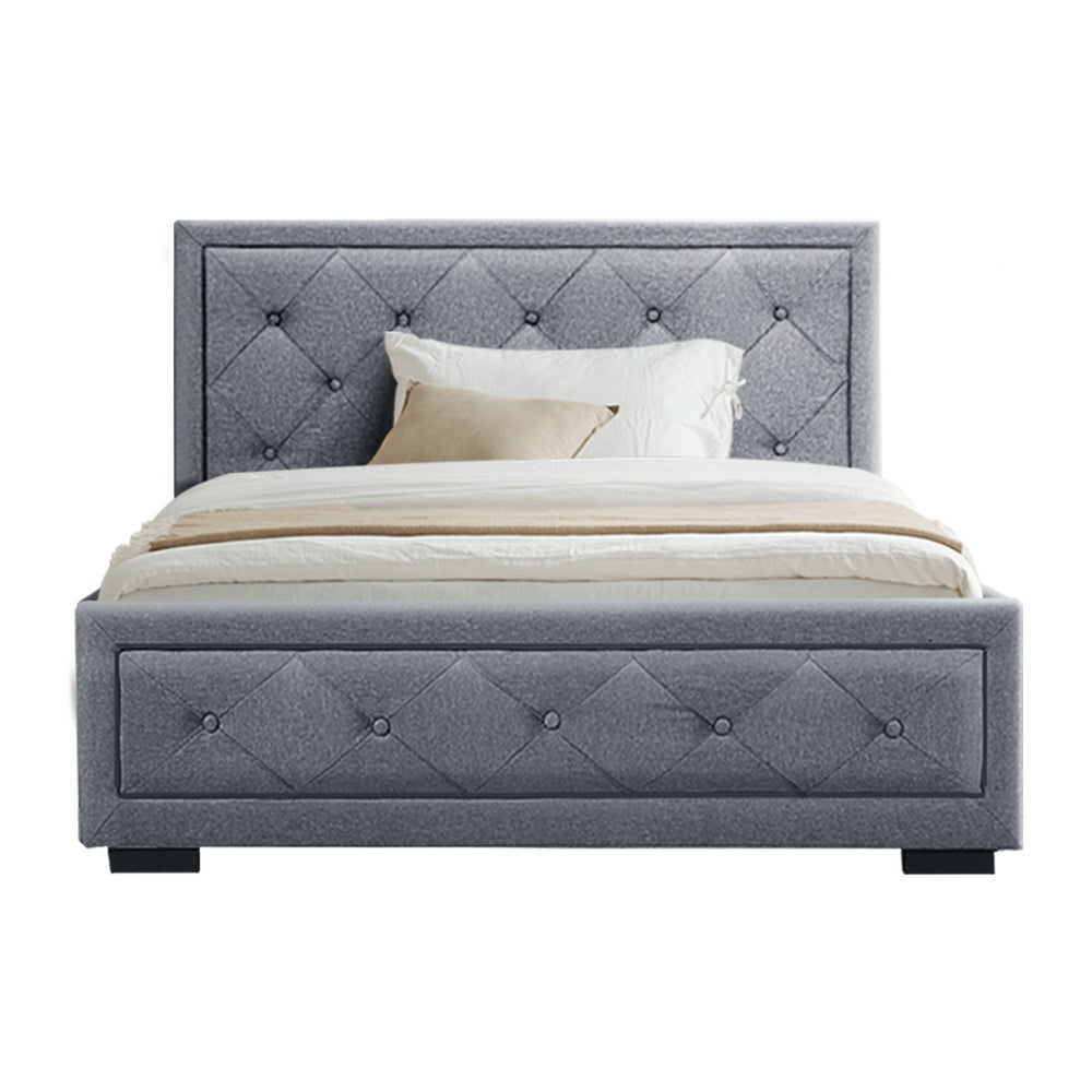 Bronte Storage King Single Bed Frame Grey - Bedzy Australia