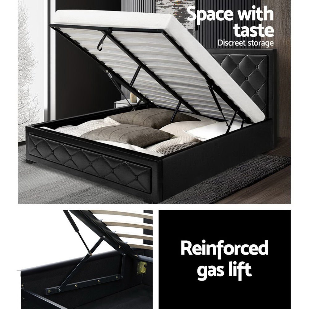 Bronte Storage Queen Bed Frame Black - Bedzy Australia