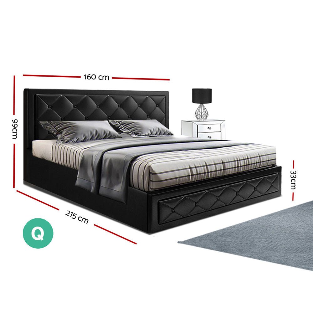 Bronte Storage Queen Bed Frame Black - Bedzy Australia