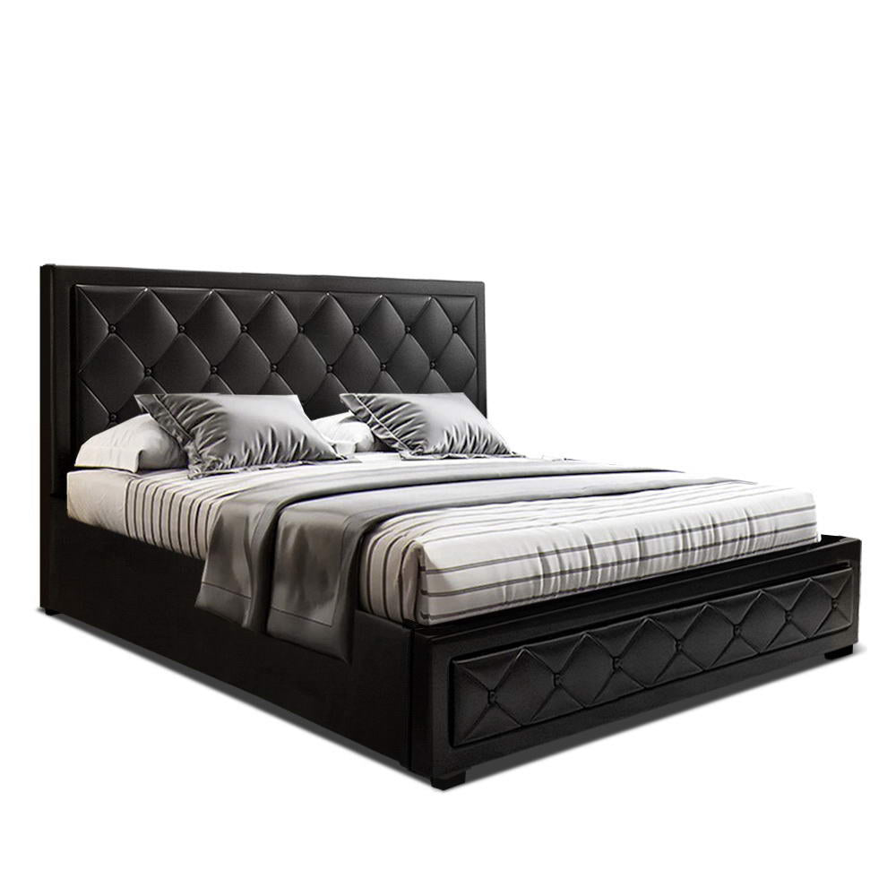 Bronte Storage Queen Bed Frame Black - Bedzy Australia