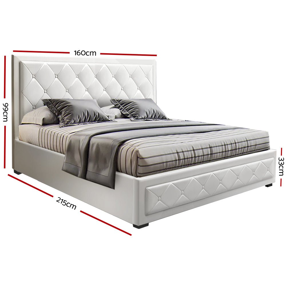 Bronte Storage Queen Bed Frame White - Bedzy Australia