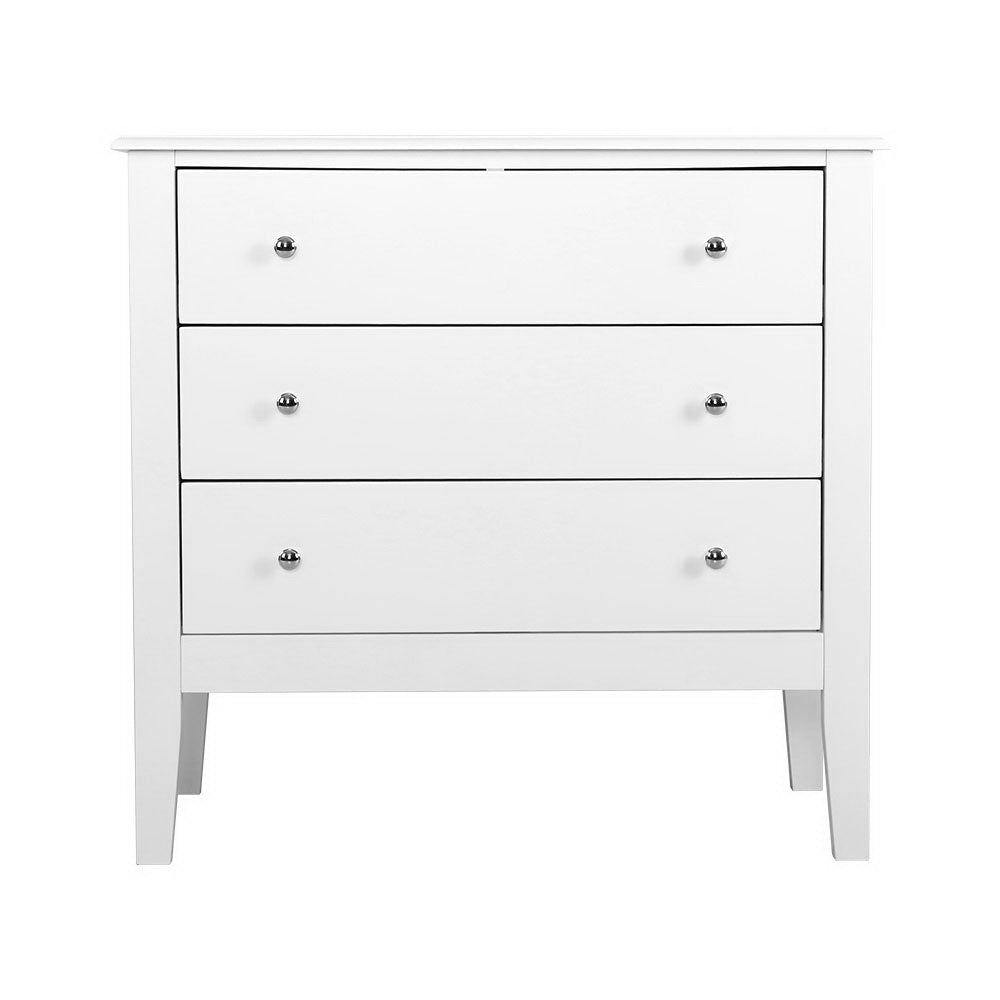 Chest of 3 Drawers Storage Cabinet White - Bedzy Australia