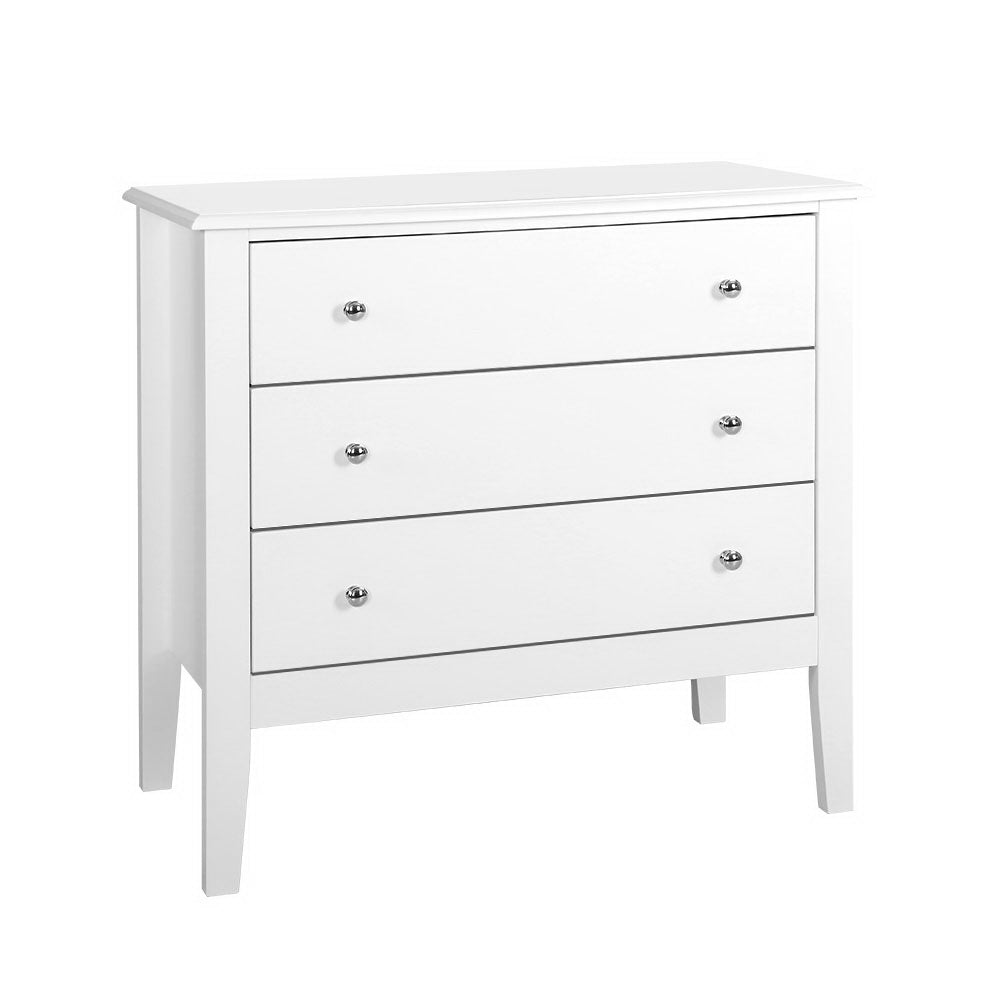 Chest of 3 Drawers Storage Cabinet White - Bedzy Australia