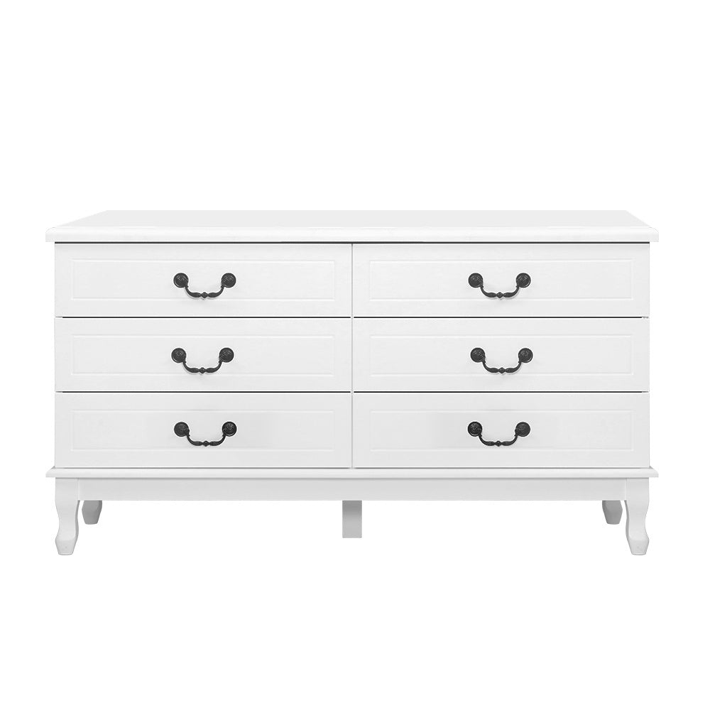 Chest of Drawers Dresser Table Lowboy Storage Cabinet White KUBI Bedroom - Bedzy Australia