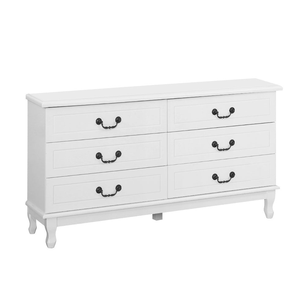 Chest of Drawers Dresser Table Lowboy Storage Cabinet White KUBI Bedroom - Bedzy Australia