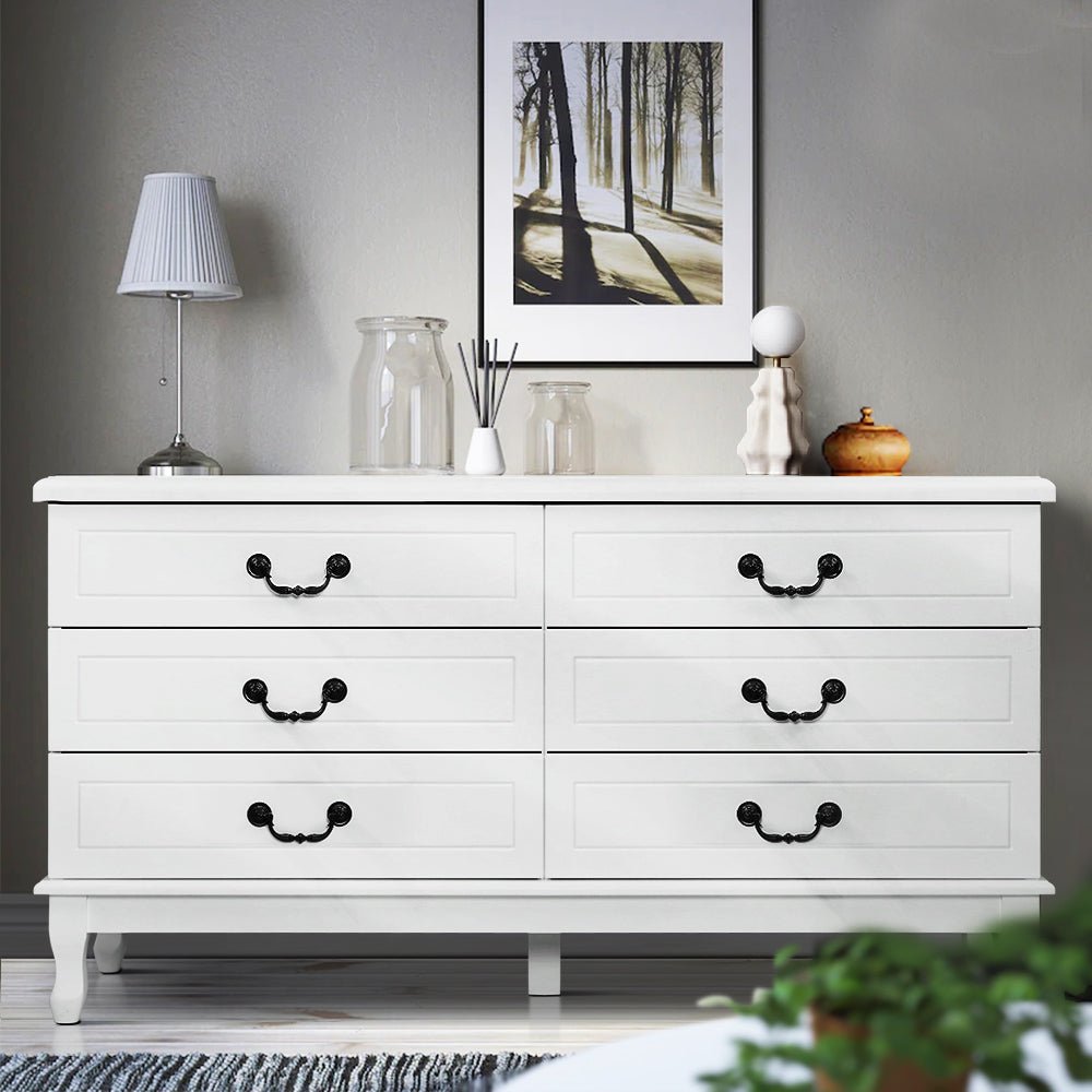 Chest of Drawers Dresser Table Lowboy Storage Cabinet White KUBI Bedroom - Bedzy Australia