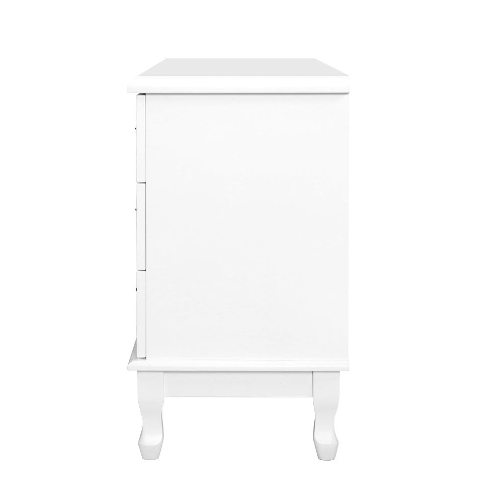 Chest of Drawers Dresser Table Lowboy Storage Cabinet White KUBI Bedroom - Bedzy Australia