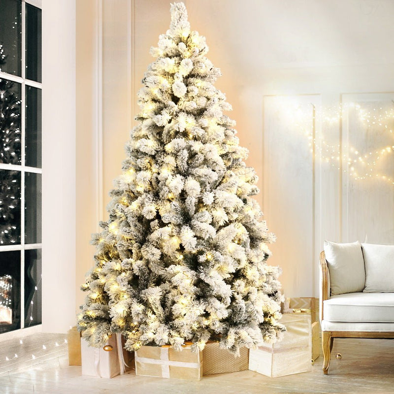 Christmas Tree 2.1M Xmas Tree with 500 LED Lights Snowy Tips - Bedzy Australia