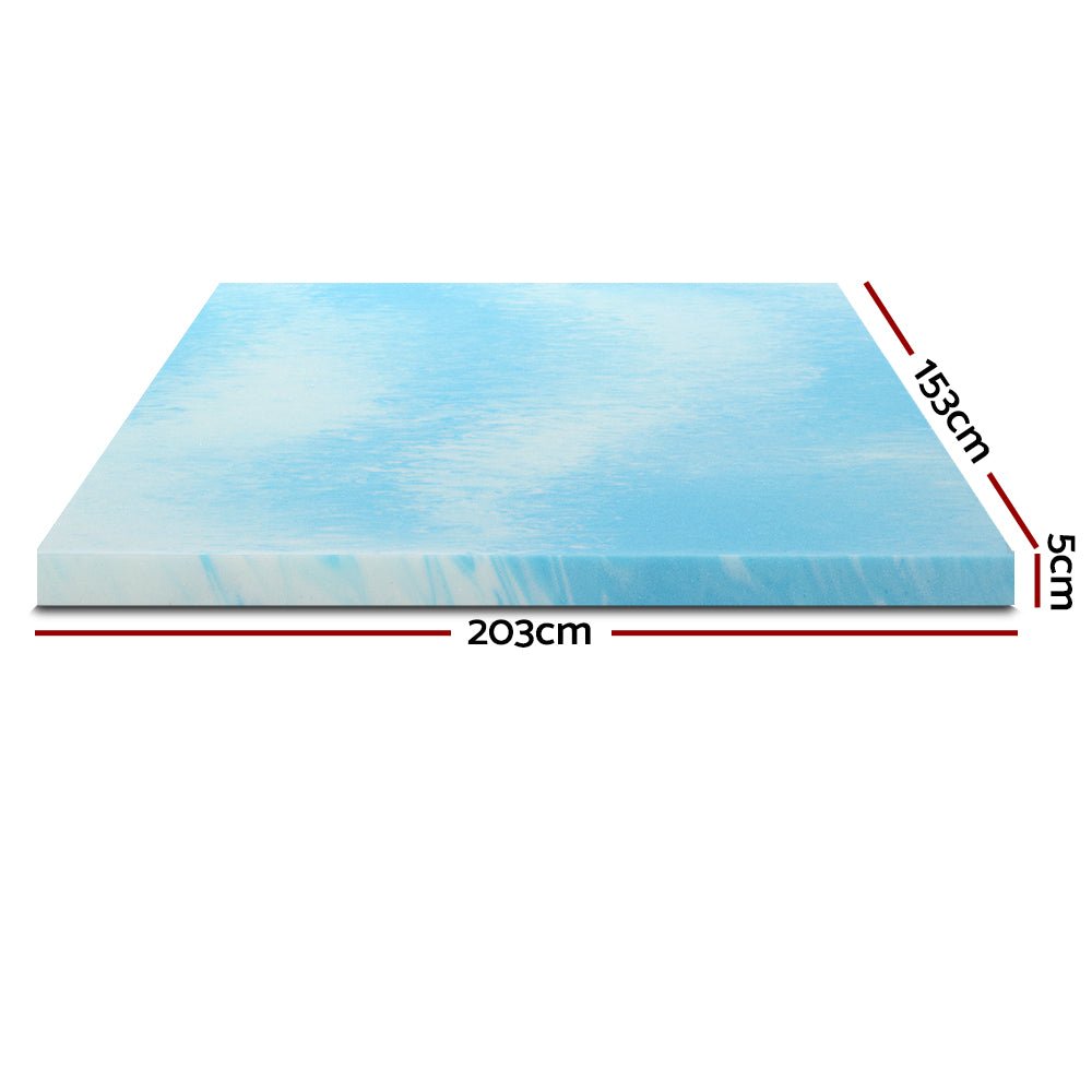 Cool Gel Swirl Infused Memory Foam 5CM Thick Mattress Topper With Bamboo Cover - Queen - Bedzy Australia