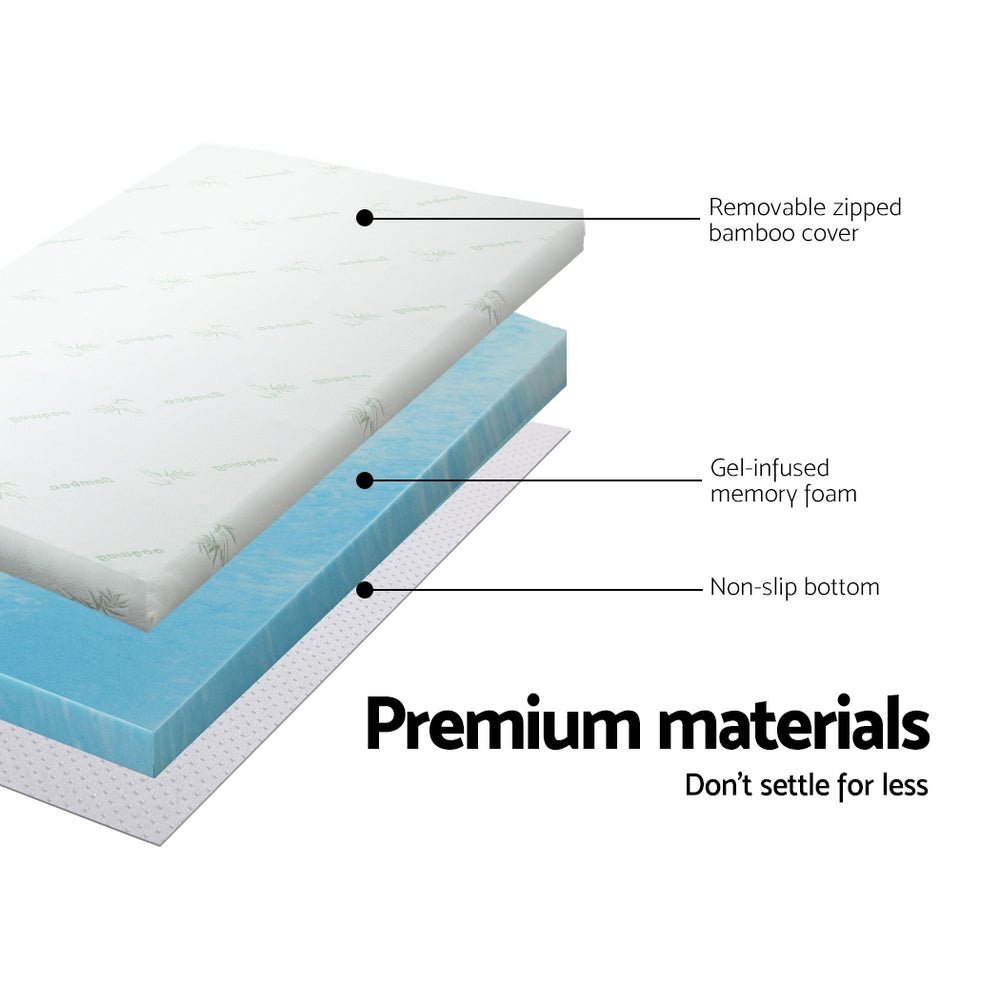 Cool Gel Swirl Infused Memory Foam 5CM Thick Mattress Topper With Bamboo Cover - Queen - Bedzy Australia