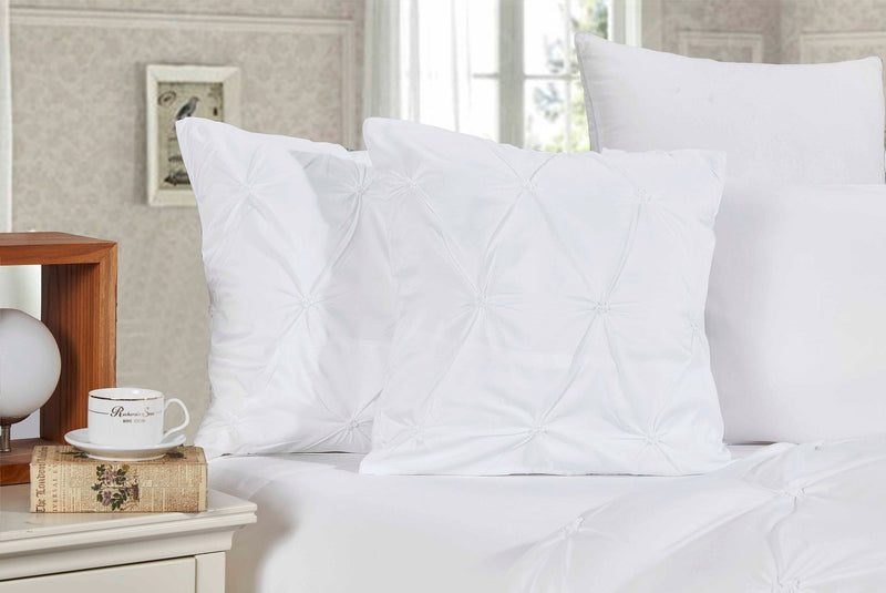 Diamond Pintuck Premium Ultra Soft Cushion Covers 2-Pack - White - Home & Garden > Bedding - Bedzy Australia