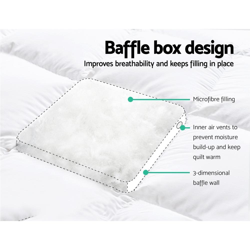 Double Mattress Topper Pillowtop 1000GSM Microfibre Filling Protector - Bedzy Australia