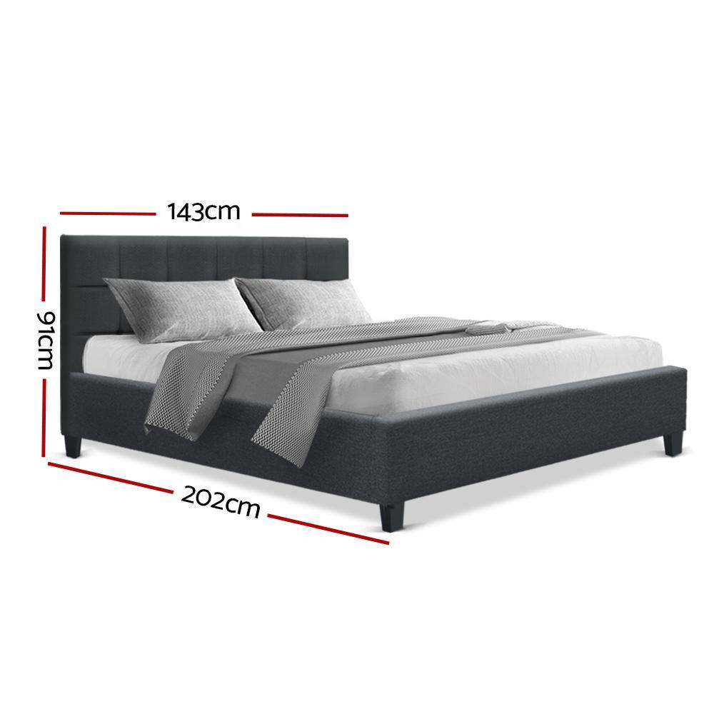 Double Package | Agnes Bed Charcoal & Glay Bonnell Spring Mattress (Medium Firm) - Bedzy Australia