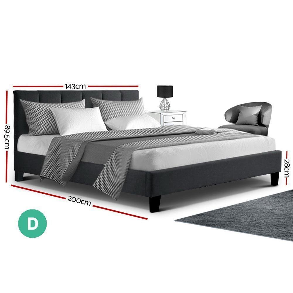 Double Package | Alma Bed Charcoal & Glay Bonnell Spring Mattress (Medium Firm) - Bedzy Australia