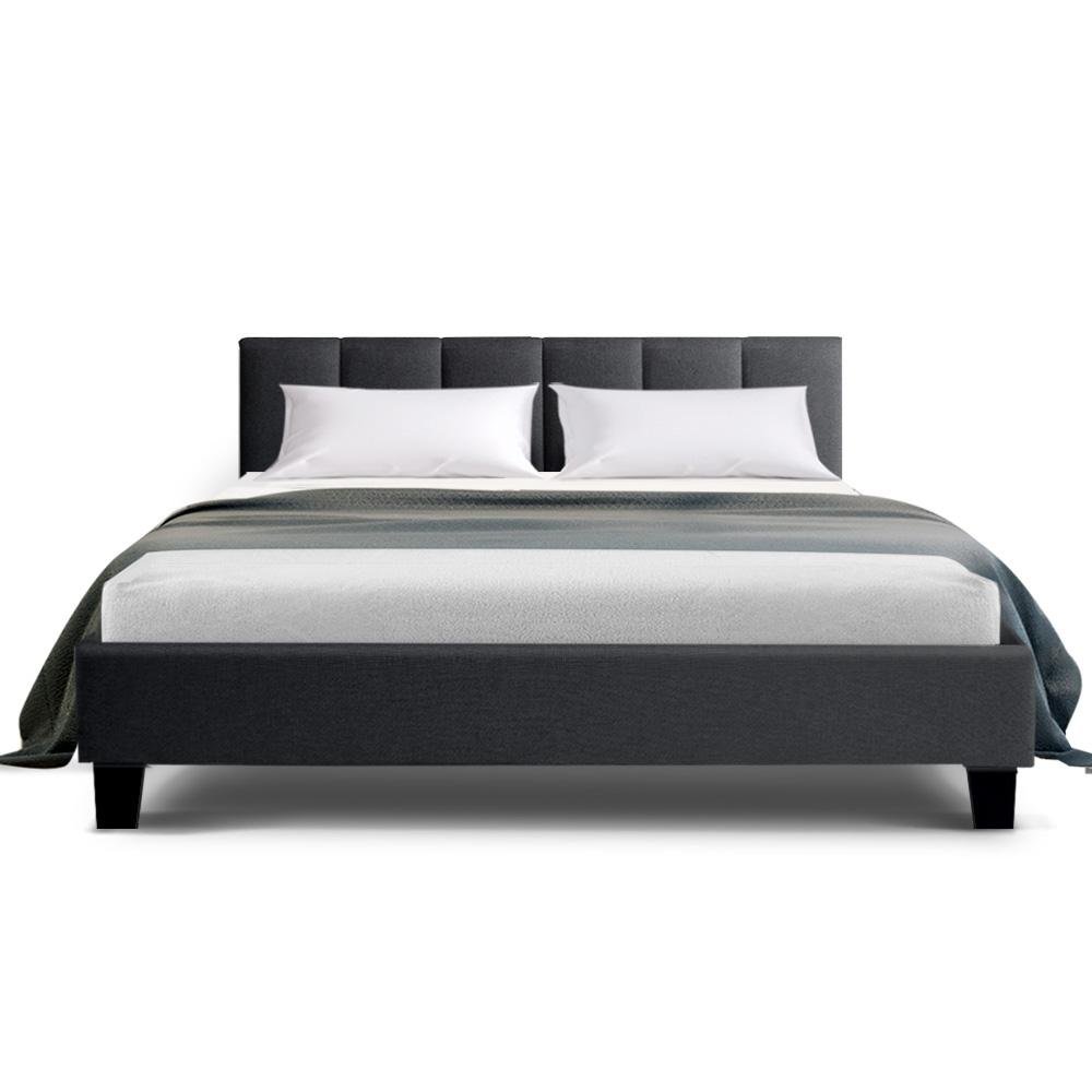 Double Package | Alma Bed Charcoal & Glay Bonnell Spring Mattress (Medium Firm) - Bedzy Australia