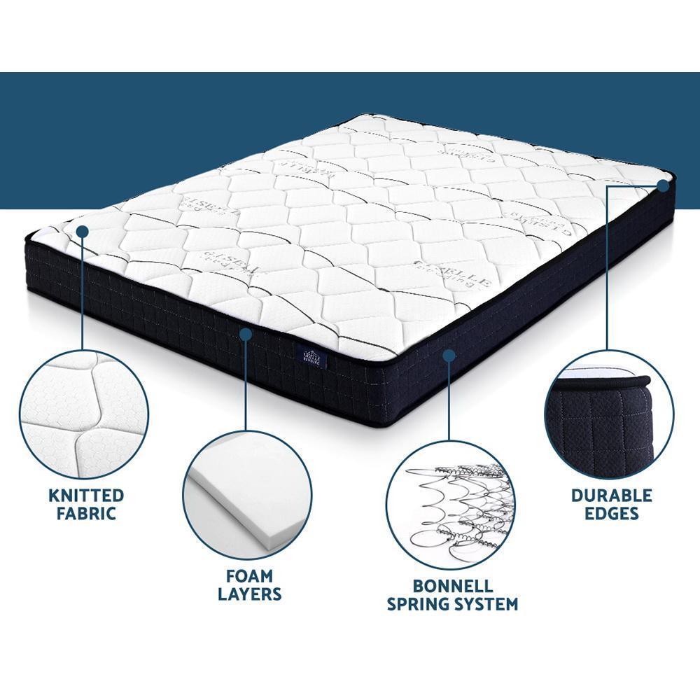 Double Package | Alma Bed Charcoal & Glay Bonnell Spring Mattress (Medium Firm) - Bedzy Australia