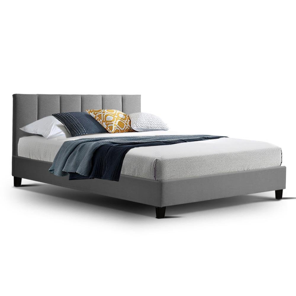 Double Package | Alma Bed Grey & Glay Bonnell Spring Mattress (Medium Firm) - Bedzy Australia