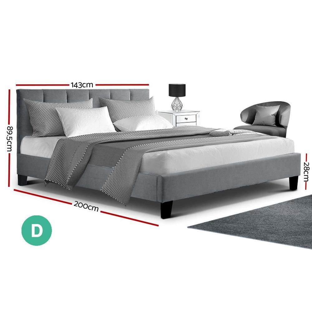 Double Package | Alma Bed Grey & Glay Bonnell Spring Mattress (Medium Firm) - Bedzy Australia