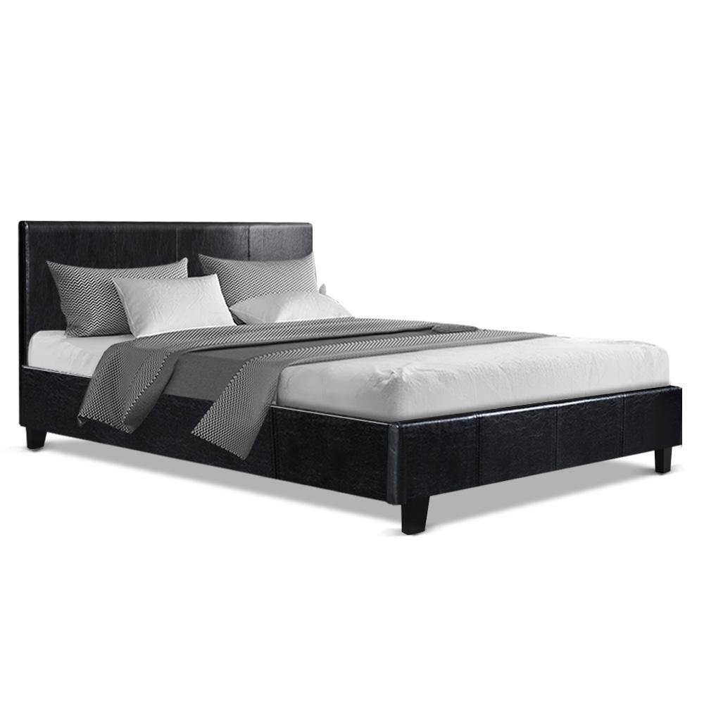 Double Package | Coogee Bed Black & Normay Series Pillow Top Mattress (Medium Firm) - Bedzy Australia